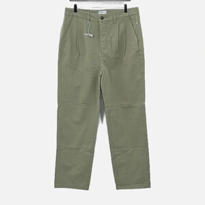 Amendi Gunnar in Green Organic Cotton Pleat Front Button Fly Pants - NWPT - 33